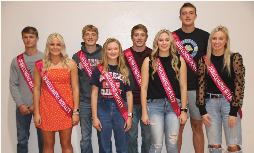 Royalty for De Smet High School's Homecoming was announced last week. Dylan Zell, back left, Gannon Gruenhagen, Tucker Anderson, Damon Wilkinson; Emma Albrecht, front left, Julie Anderson, Cori Birkel and Olivia Johnson.