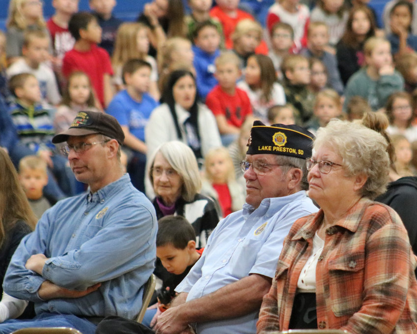 On Friday morning, Nov. 11, Scott Ingalls, left, and Lanny and Susan Olson attended the Veterans Day Program organized by the Lake Preston High School senior class.