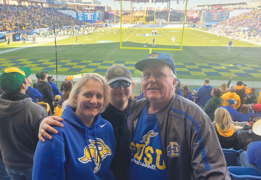 The South Dakota State Jackrabbit football team played the North Dakota State University football team in Frisco, Texas, this past weekend as part of the FCS Championship. They won the game 45-21, making it their first ever FCS National Championship win. Three generations of Jacks &mdash; Peggy (Akkerman) Schmidt (1998), Daniel Schmidt (current student) and Gary Akkerman (1970) &mdash; attended the national championship game.