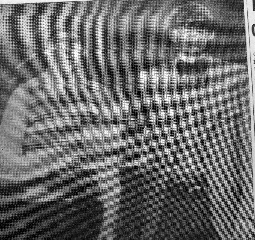FIFTY-FIVE YEARS AGO: Klark Thomsen and John Anderson are co-captains of the Divers basketball team District 11 Champions.
