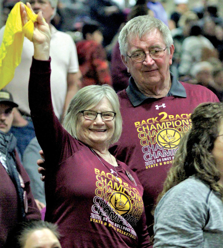 Ruth and Win Noem were proud to support their grandson George Jensen and the Bulldogs at the State Tournament. Their other grandsons, who play for the Hamlin Chargers, were in Sioux Falls at the State A Tournament.