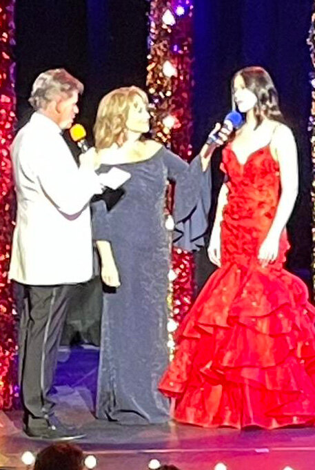Calliana Fields, De Smet, competed in the Miss South Dakota Teen Pageant last weekend in Brookings. Here, she participates in the on-stage conversation portion of the pageant. She received the top prize for that part of the competition, which earned her a $150 scholarship.
