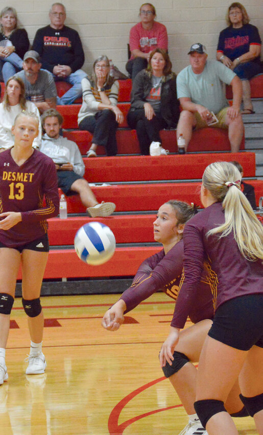Brooke Jennings digs one out for the Bulldogs.