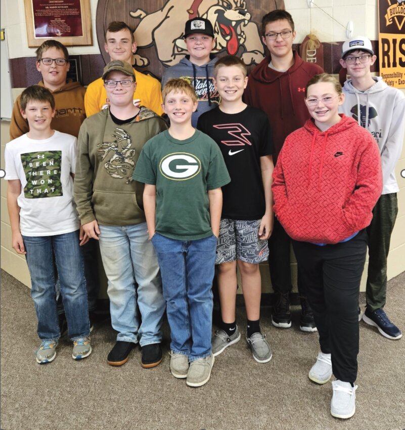 2023 Fall Season De Smet HS Clay Target team included Gatlin Wienk, back left, Chase Temme, Chauncey Driscoll, Liam St. Sauver, Eli Hubbard; Winchester Temme, front left, Gavin Temme, Garret Smith, Kashden Palmlund and Jordyn Nielsen. Not pictured: Candice Aamot