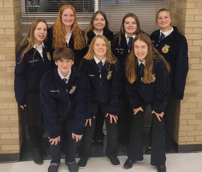 Lake Preston FFA members have been busy competing in LDE&rsquo;s. Members include Alivia Rhoades, back left, Hadlee Holt, Savanna Perkins, Maddison Rieck, Brityn Davies; Konnor Nuzum, front left, Gilda Larson and Mallory Carlson.