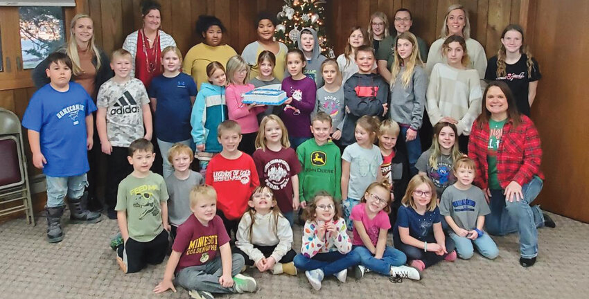The community K-5 SonShine Gang has been doing mission-of-the-month work. In December, they met for a birthday party for Jesus, played games and learned how King Herod was the Grinch who tried to steal the very first Christmas.Their mission was making holiday door decorations and Christmas cards for the veterans at Michael J. Fitzmaurice Home in Hot Springs. This youth group meets monthly at Iroquois United Methodist Church.