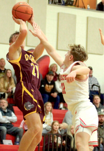Bulldog senior Kadyn Fast puts up a jumper against the Chester Flyers Saturday night at the Entringer Classic.