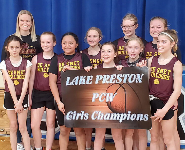 The Lake Preston Progressive Community Women (PCW) hosted their annual 5th Grade Boys &amp; Girls Basketball Tournament on Saturday, and the De Smet girls, left, and De Smet boys, right, each got first place out of four teams.