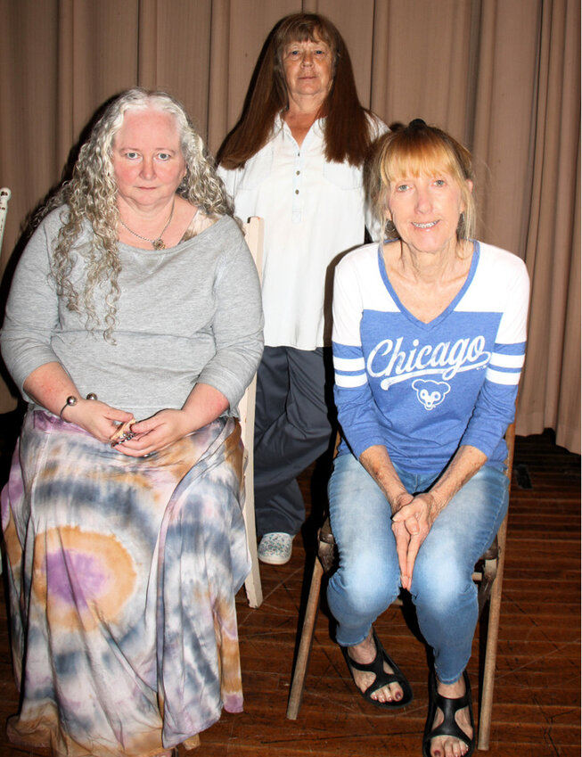 This year&rsquo;s play titled &lsquo;Aw Shucks&rsquo; during Straw Bale Days cast includes Pam Lager, standing, as Sissy, and Shana Poissot, front left, as Karen and Diane Larson as Clementine.