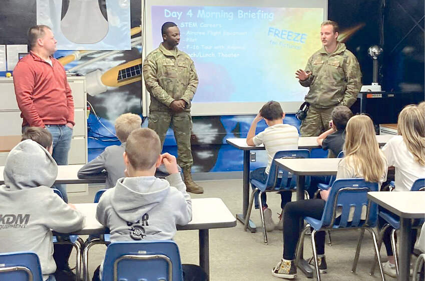 The De Smet fifth graders had a fun trip to learn about the S.D. Air National Guard last week. As an added bonus, a former De Smet student, Aiden Petersen, taught them about his role in avionics.