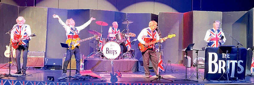 The Brits kicked off the 2025 De Smet Concert Series Sun., April 13 on the De Smet Event Center stage with an outstanding high energy show, keeping the very appreciative audience rockin&rsquo; and rollin&rsquo; with music of the Beatles and other famous groups from the 60s through the 80s. From the Omaha, Neb., area, the members have played together for 13 years and are well known for their history of performing with popular Nebraska bands of the 1960s and several having a place in the Nebraska, Iowa and South Dakota Rock and Roll Halls of Fame. Pictured are Terry Brennan, Joe Buda, Dan Gillpatrick on the drums, Lou Rose and Bob Ford.