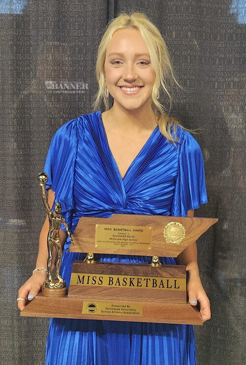 Savannah Davis holds the 2024 Miss Basketball Class 1A Award.