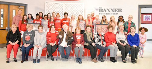 Members of the 1960 and 1963 McKenzie Rebelettes were honored at a dinner prior to Tuesday&rsquo;s basketball games. The 2019-2020 Lady Rebel team stands in back. Seated in front are Rebelettes (L to R): LaRenda Bradford Scarbrough, Emily Young Archer, Pam Collins Bohanek, Glenda Coates McAlister (1963 coach), Frances Regina &ldquo;Pete&rdquo; Russell Taylor, Diane Stoner Stafford, Kay Brown, Sally House Branon, Barbara Cozart Elinor, Karen Webb Camp, Paula Pinson Watkins (standing) and Annette Sasser Swartzlander.