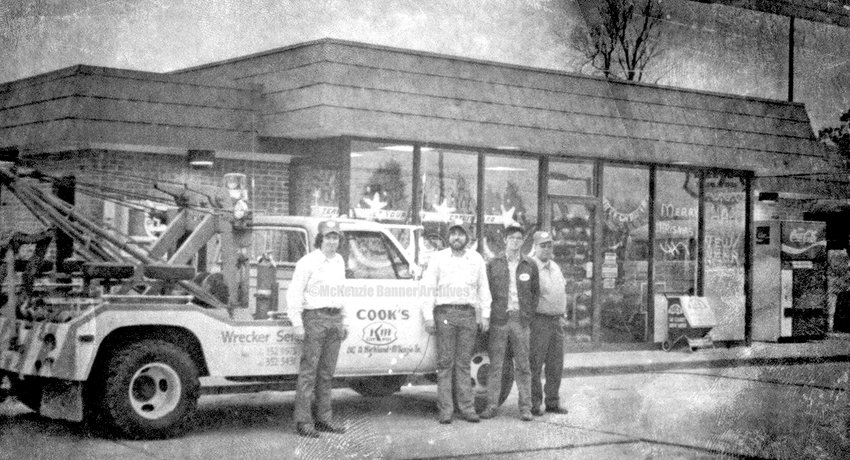 Cook&rsquo;s Kerr McGee, Highland Drive, Early 1980s. (L to R): Don Cook, Roy Anderson, David Ferguson and _____.