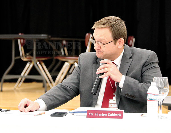 Preston Caldwell, the new director of schools at West Carroll, attended his first Board of Education meeting on his first day of service at the school system.