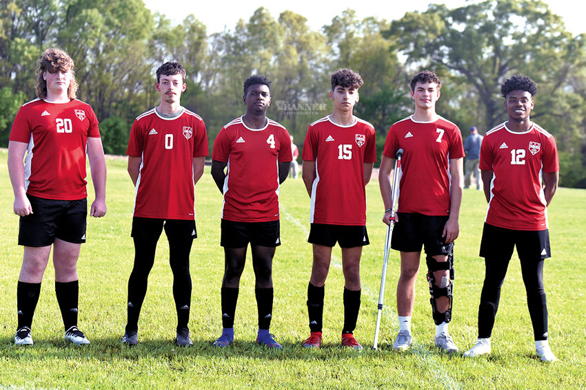 MHS Soccer Seniors (L to R): Brandon Hatley, Will Essary, Joe&rsquo;l Bilger, Giancarlos Cevallos, Andrew Cole and Jonathan Haney.
