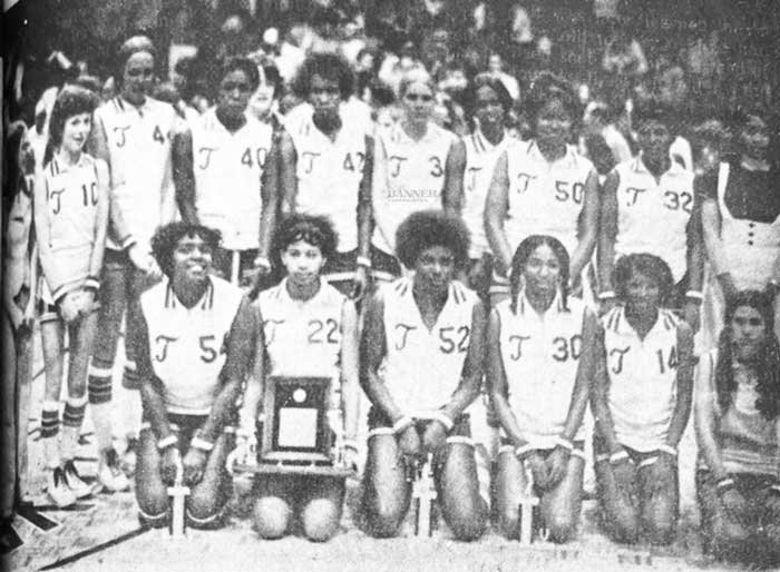 The Trezevant Blue Devilettes (1974), regional and district champs, defeated Alamo Monday night in sub-state competition by a wide margin of 61-30. The Devilettes have a season record of 29-2, losing only to McNairy Central and Milan, who they later defeated in the season. Trezevant played the Rickman team from Middle Tennessee in the first round of the championship tournament at the Jackson Coliseum.