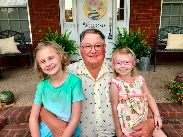 Hal Eason with his two granddaughters, Ella Ruth and Taylor Beth.