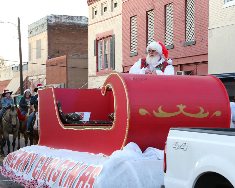 Santa greeted the spectators along the parade route.