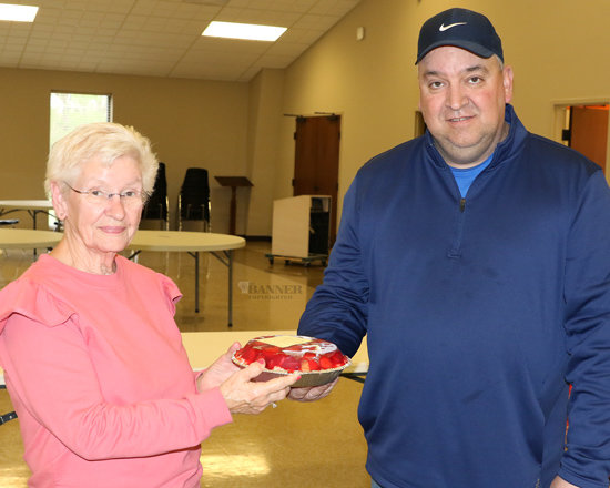 Thelma Delaney made a strawberry pie purchased by Billy Harris for $125.