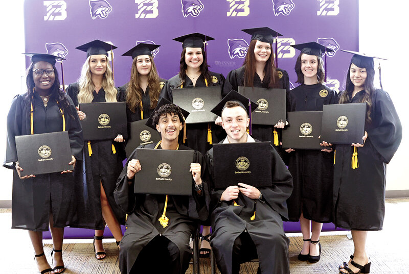 Nine high school seniors from Smyrna High School received their Associate Degree with a minimum of 60 credit hours. Front Row (L to R): Paul Meseha and Hunter Thompson. Back Row (L to R): Sydney Franklin, Landri Hall, Gracelynn Gonzales, Trinti Mills, Elyissa Leavens, Kendall Capps and Brook Brewer. The students graduate high school on Saturday, May 13.