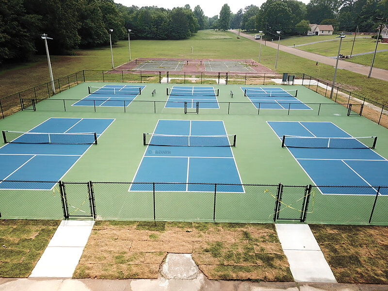 Aerial View of the six new pickleball courts at City Park, Como Street.