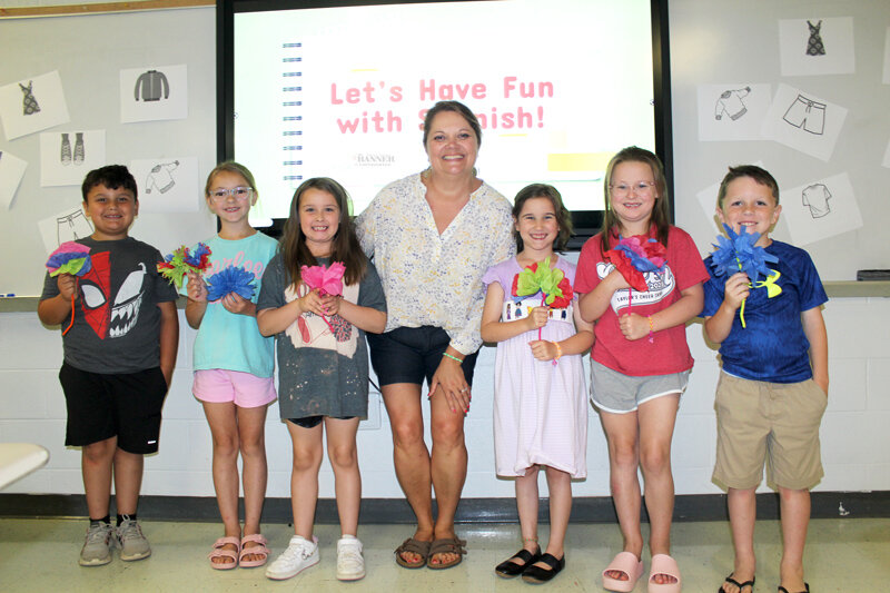 Erika Cole (center) taught Cason Hernandez, Marlee Wheat, Amelya Becerra, Ava Moore, Avery Winston and Easton Webb in the 6-8 year-old classes.