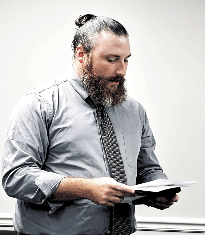 Ben Martin, director of the Huntingdon High School Band, speaks to the Huntingdon Special School District Board of Education on Wednesday, June 21.
