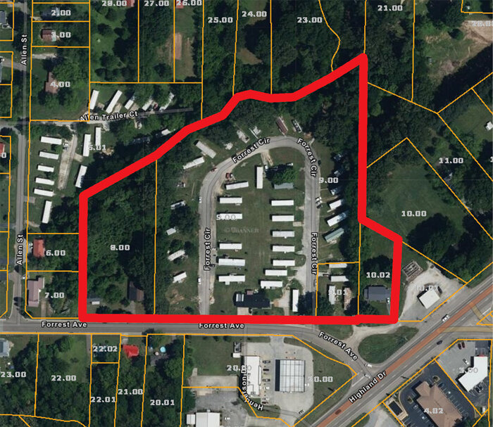 Proposed rezoning map of Forrest Avenue Mobile Home Park.
