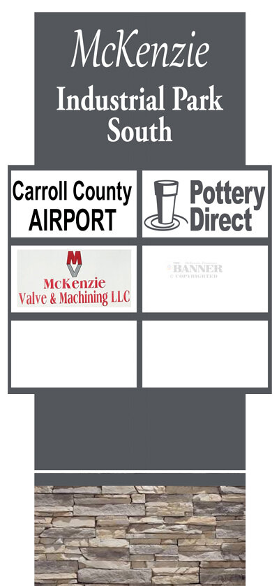 A rendition of the signage to be constructed near the Carroll County Airport located at McKenzie Industrial Park South