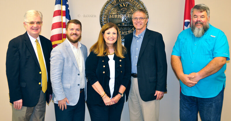 Representatives from Bethel University along with the mayor of Huntingdon and mayor of Carroll County entered into an agreement to allow employees to enroll at a discounted rate.  Above, (L to R) Bethel President Dr. Walter Butler, Carroll County Mayor Joseph Butler, Bethel Recruiter Jackie Puckett and Bethel Executive Vice President Dr. Wayne Scott.