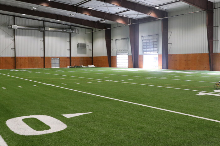 A look inside the nearly completed indoor practice facility at McKenzie High School.