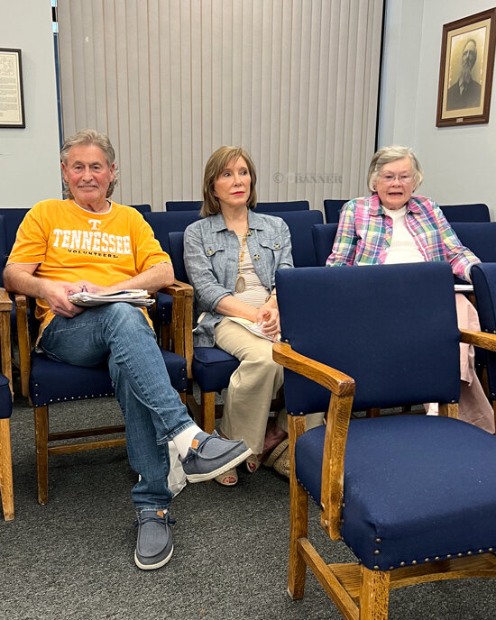 Owners of Holland Farms, LLC attended the meeting on the future status of the property. Pictured (L to R): family attorney Larry Logan, Jill Holland and Nancy Holland. Not pictured is Jack Holland.