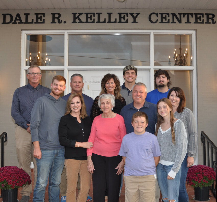 The family members gathered to pay homage to the late Dale Kelley during the dedication ceremony. Pictured (L to R): Tommy Surber (back), Eli Surber, Meredith Surber, Rick Wallace (behind Meredith), Carlene Kelley (center), Amanda Wallace (behind Carlene), Tate Surber (back), Cliff Kelley, Max Kelley (front), Cole Edwards (back), Quinn Kelley and Holly Kelley.