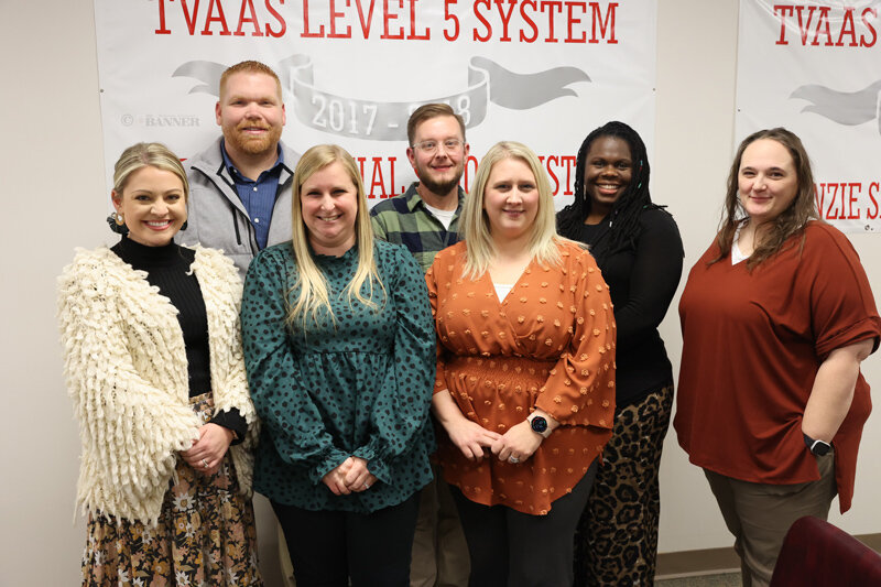 Newly Tenured Teachers at McKenzie (L to R) Front Row: Kelsey Brown, Rachel Hardy and Cari Moore. Back Row: Trey Cantrell, Chase Barton, Karlene Ellis-Brown and Brandy Baumgardner. Not pictured are Audra Atkins and Dusty Emerson.