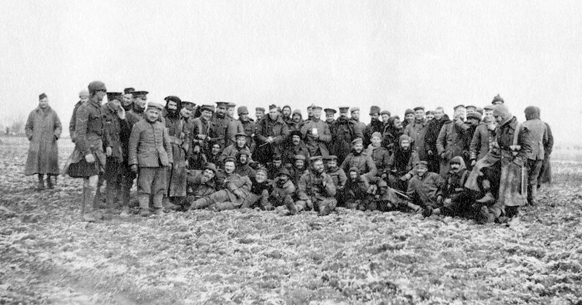 The Christmas Truce photo from the Western Front. Taken from the scrapbook of CSM Herbert Styles, 2nd Battalion The Gordon Highlanders.