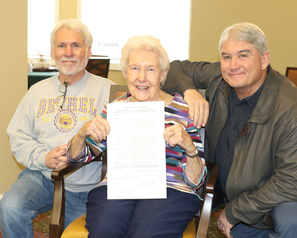 Robye Lindsey celebrated her 97th birthday with her sons, Tim and Keith on Friday, January 12,  2024.