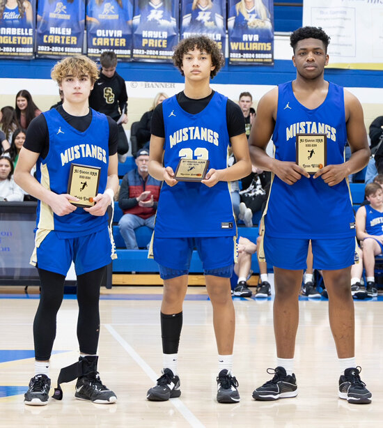 Regular Season All-District: Earning all-district honors for the season from Huntingdon were from left, Caleb Ezell, Kenton Smith, and Tycen Willis.