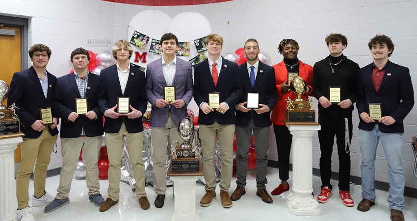 All-Region Awards (L to R): Brady Brewer, Cameron Flippin, Jake Cassidy, Tate Surber, Drew Chappell, Stafford Roditis, KD Cunningham, Colt Norden and Ace Fisher.