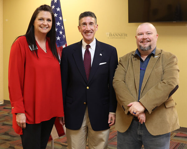 Pictured (L to R): Rotary Vice President Christy Williams, Representative David Kustoff and Rotary President Jason R. Martin.
