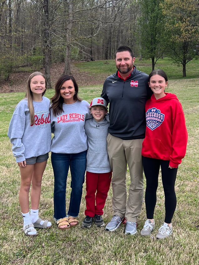 McKenzie Lady Rebels Head Basketball Coach Dru Emerson is married to Jamie Emerson, and they have three children- Ava (15), Millie (12) and Grady (9).