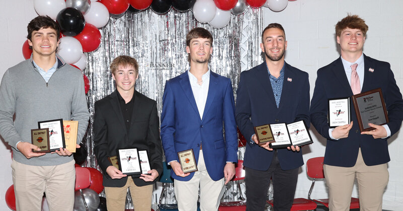 Boy’s Award Winners: Mr. Rebel, All District, Andy Camp Award — Tate Surber; Got to Have Heart — Carter Kee; All District — Hayden Garrett;  Highest GPA, All District, Defensive MVP — Stafford Roditis; and Sixth Man Award, Barbara Boyd Scholarship — Drew Chappell.