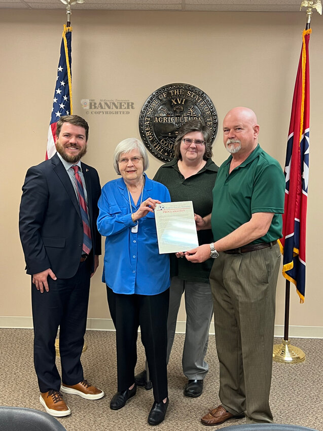 Mayor Joseph Butler presented a proclamation in memory of Robert Keeton, Jr. Accepting the proclamation were Laura P. Keeton (spouse),  Laura A. Keeton (daughter) and Robert Keeton, III (son).
