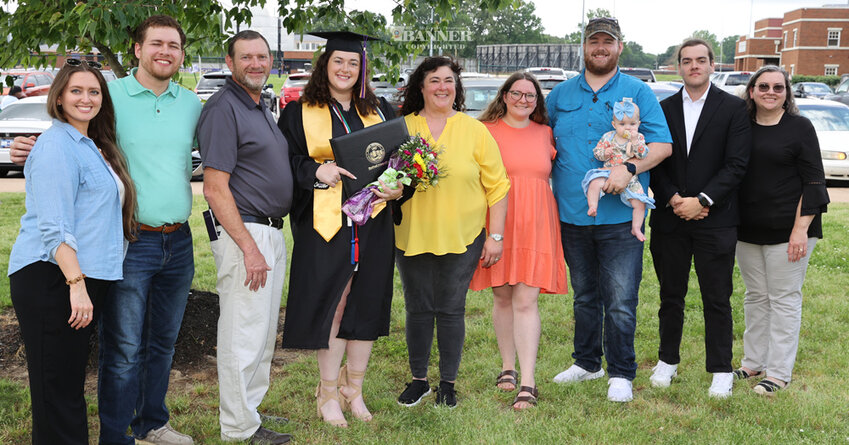 The Hudson Family: The long tradition of Bethel students continues since 2006. (L to R): Ellen Hudson Clark &mdash; BS in Biology &lsquo;12; Michael Hudson &mdash; BS in Biology &lsquo;18; Trent Hudson (dad)- BS in Psychology &lsquo;13; Alyssa Hudson &mdash; BS in Biology &lsquo;24; Sherrye Hudson &mdash; MSCJ &lsquo;13; Kelsey Hudson (daughter-in-law) &mdash; BS in Psychology &lsquo;20; Matthew Hudson &mdash; BS in Biology &lsquo;19; Trent&rsquo;s sister &mdash; Jill Hudson Scott &mdash; BS in Biology &lsquo;96 and MAT &lsquo;03, and her son, Hansford, a current Bethel student. Not pictured: Jacob Hudson &mdash; BS in Computer Information Systems &lsquo;11. Several years, there were at least three Hudsons enrolled at the same time.
