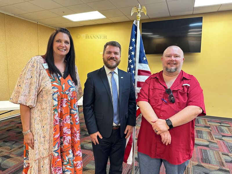 Pictured (L to R): Christy Williams, Mayor Joseph Butler and Rotary President Jason R. Martin.