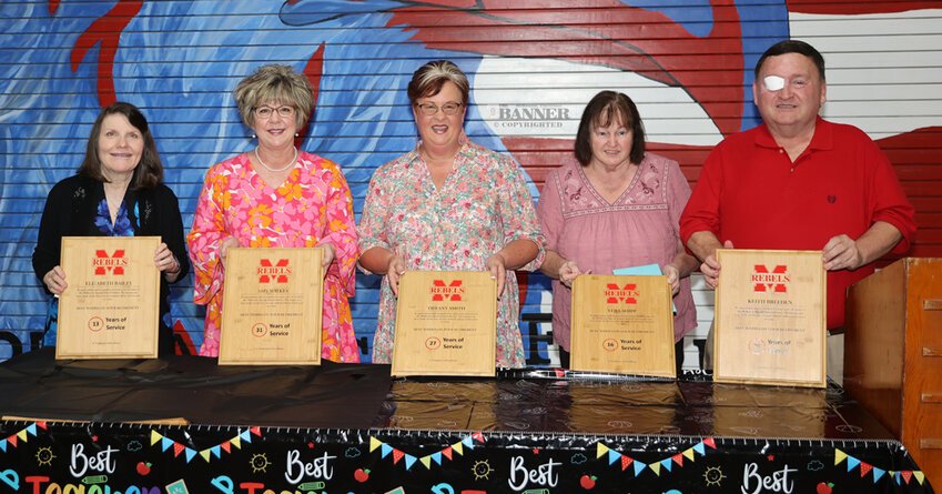 Five Retirees from McKenzie Special School District &mdash; Beth Bailey, Amy Wilkes, Tiffany Smith, Vera Shipp, and Keith Breeden.