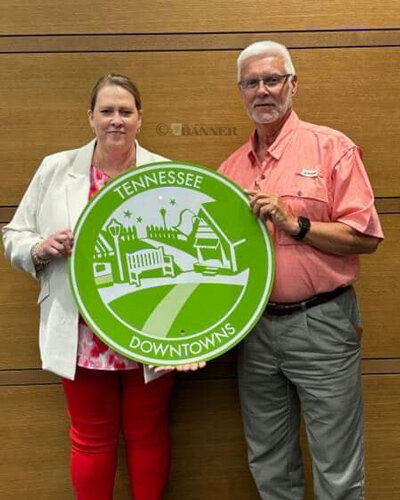 Angie Lassiter of Gleason Downtown Revitalization, and Gleason Mayor Charles Anderson.