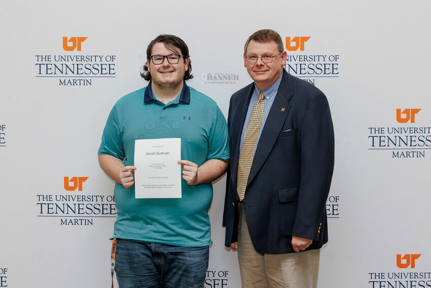 Jacob Sullivan is pictured with Rodney Freed, instructor of mass media and strategic communication.