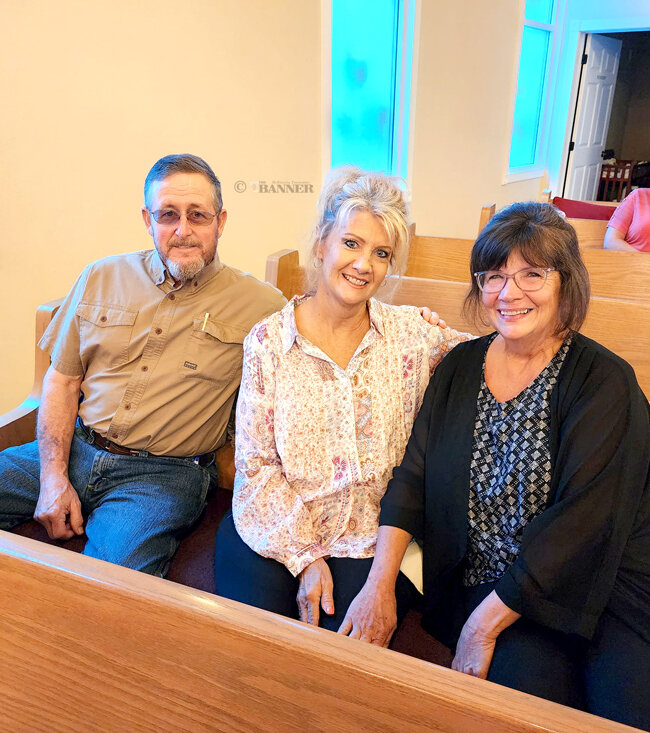 (L to R): Mike and Lori Ferguson with Kathy Birdwell were spotted at Concord Missionary Baptist Church on Sunday.