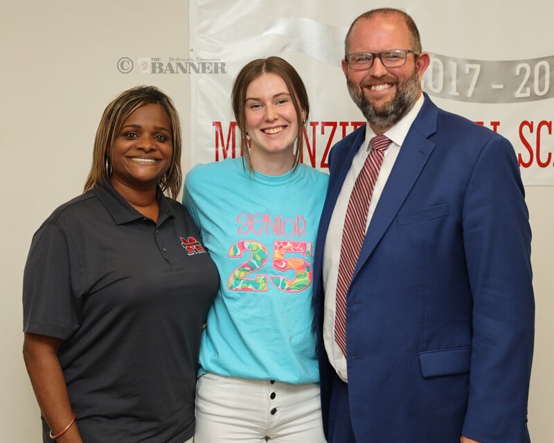 Baylee Barden was welcomed as MHS&rsquo;s new student representative to the Board of Education. Pictured are LaShonda Williams, chairman, Baylee, and Dr. Justin Barden, director of schools.